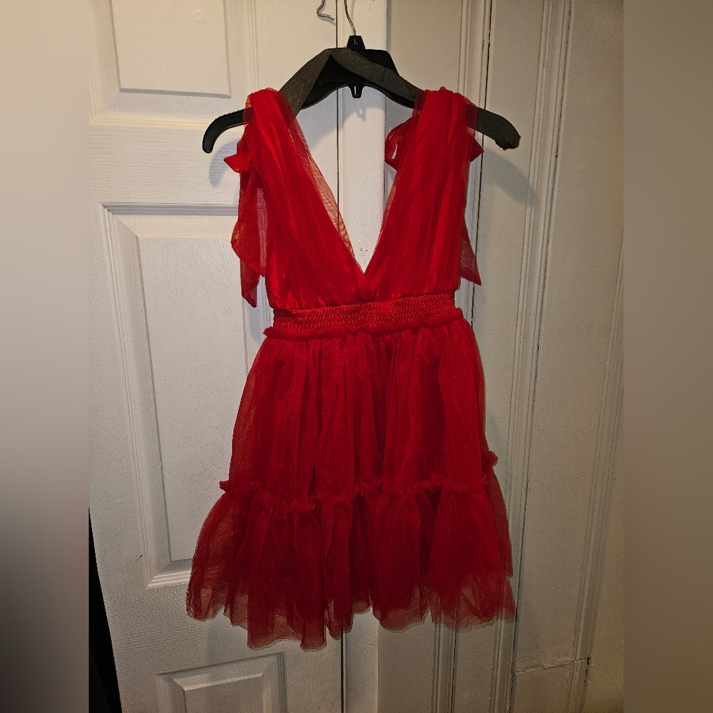 Beautiful red organza dress mini only worn once